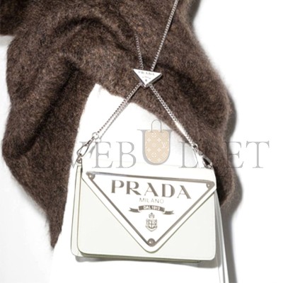PRADA MINI BORSE FLAP SHOULDER BAG IN WHITE 1BH189 (17*9.5*3.5cm) 